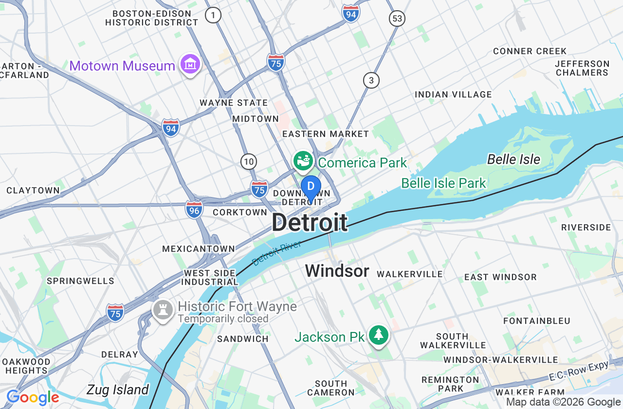 Detroit, MI: start in Promising before you widen the screen map preview